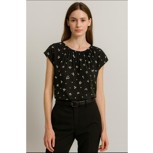 Lauren Conrad Black Floral Tie-Back Blouse XL - Picture 1 of 6
